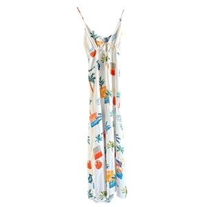 Paper Heart Anthropologie Maxi Dress Tie Back Tropical Vacation Size XS
